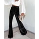 thumbnail image 2 of Pantalones de mujer cintura alta pantalones de color puro pierna ancha casual cómodo para el hogar al aire libre negro M, 2 of 6