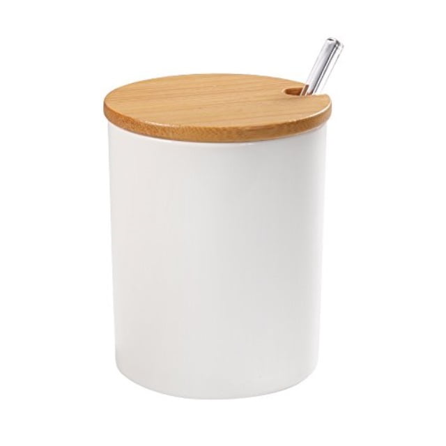 Vencer Ceramic Sugar Bowl with Serving Spoon and Bamboo Lid Bamboo Base Sugar Dispenser Diamond Shape 17.6 oz Modern Design Vencer Ceramic Sugar Bowl with Serving Spoon and Bamboo Lid Bamboo Base Sugar Dispenser Diamond Shape 17.6 oz Modern Design