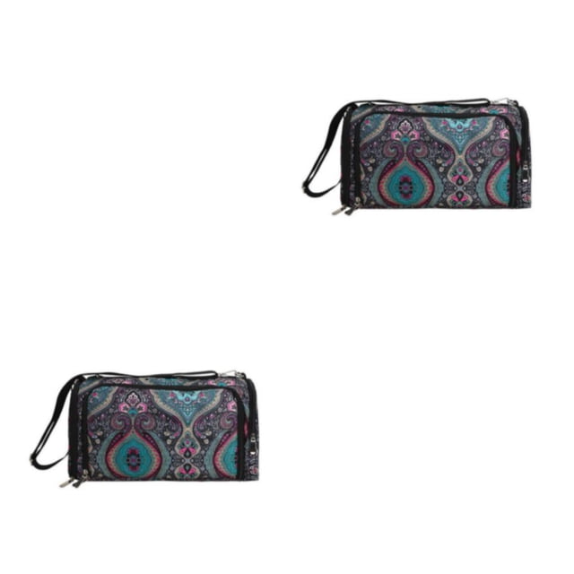 Yuarrent Bolsa de almacenamiento de hilo Hombro Bolsas de tejer de gran capacidad Cuadrado Multi-rejillas Bolsa de bordado de tela Oxford Azul 2piezas