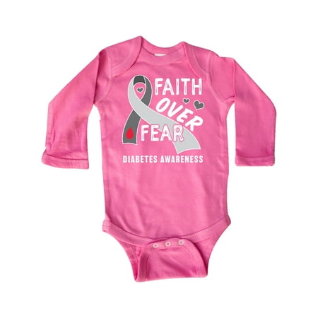 

Inktastic Diabetes Awareness Faith over Fear Gift Baby Boy or Baby Girl Long Sleeve Bodysuit