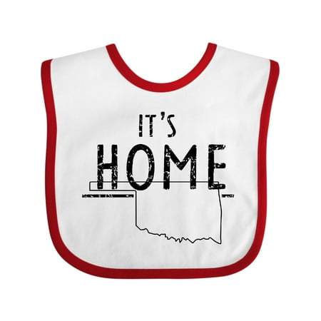 

Inktastic It s Home- State of Oklahoma outline Distressed Text Boys or Girls Baby Bib