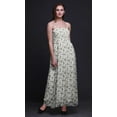 thumbnail image 4 of Bimba Robe Longue Maxi Tube à Smocks pour Femmes avec Imprimé Feuilles et Oiseau Flowerpecker - Grande, 4 of 7
