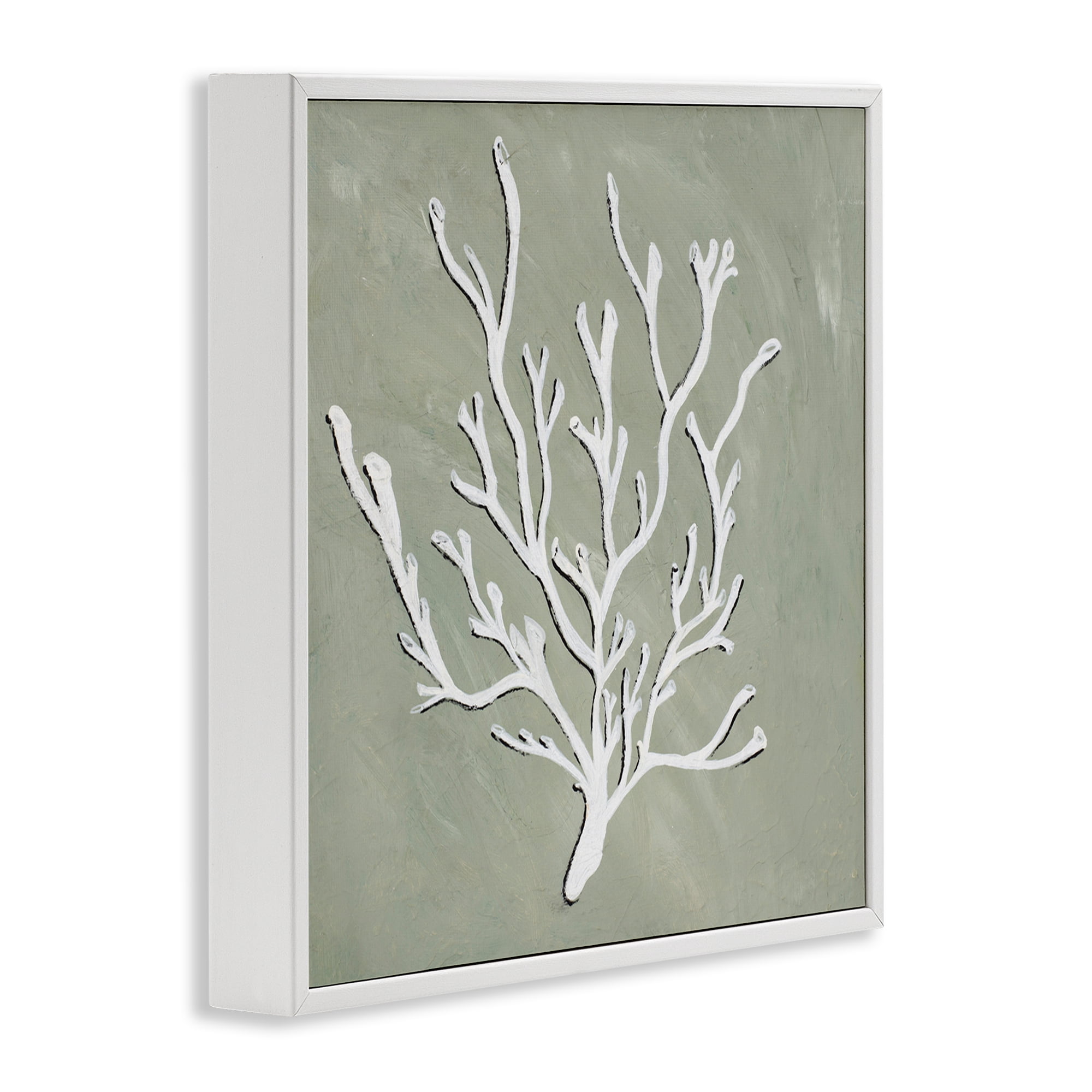 Stupell Industries White Coral Sprig Coastal Painting White Framed Art Print Wall Art, 24 x 24