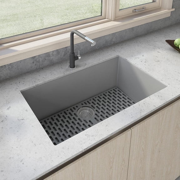 Ruvati RVG2080GR Epigranite 33" Undermount Single Basin Granite Composite Kitchen Sink -