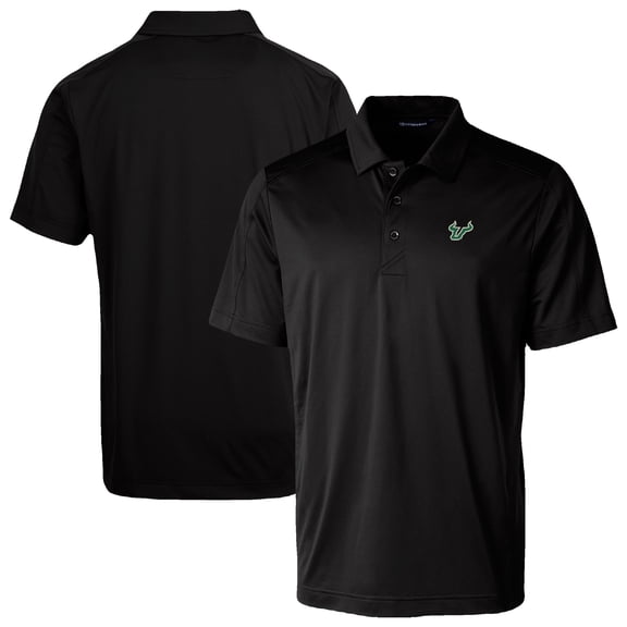 Men's Cutter & Buck Black South Florida Bulls Prospect Eco Textured Stretch Recycled Polo