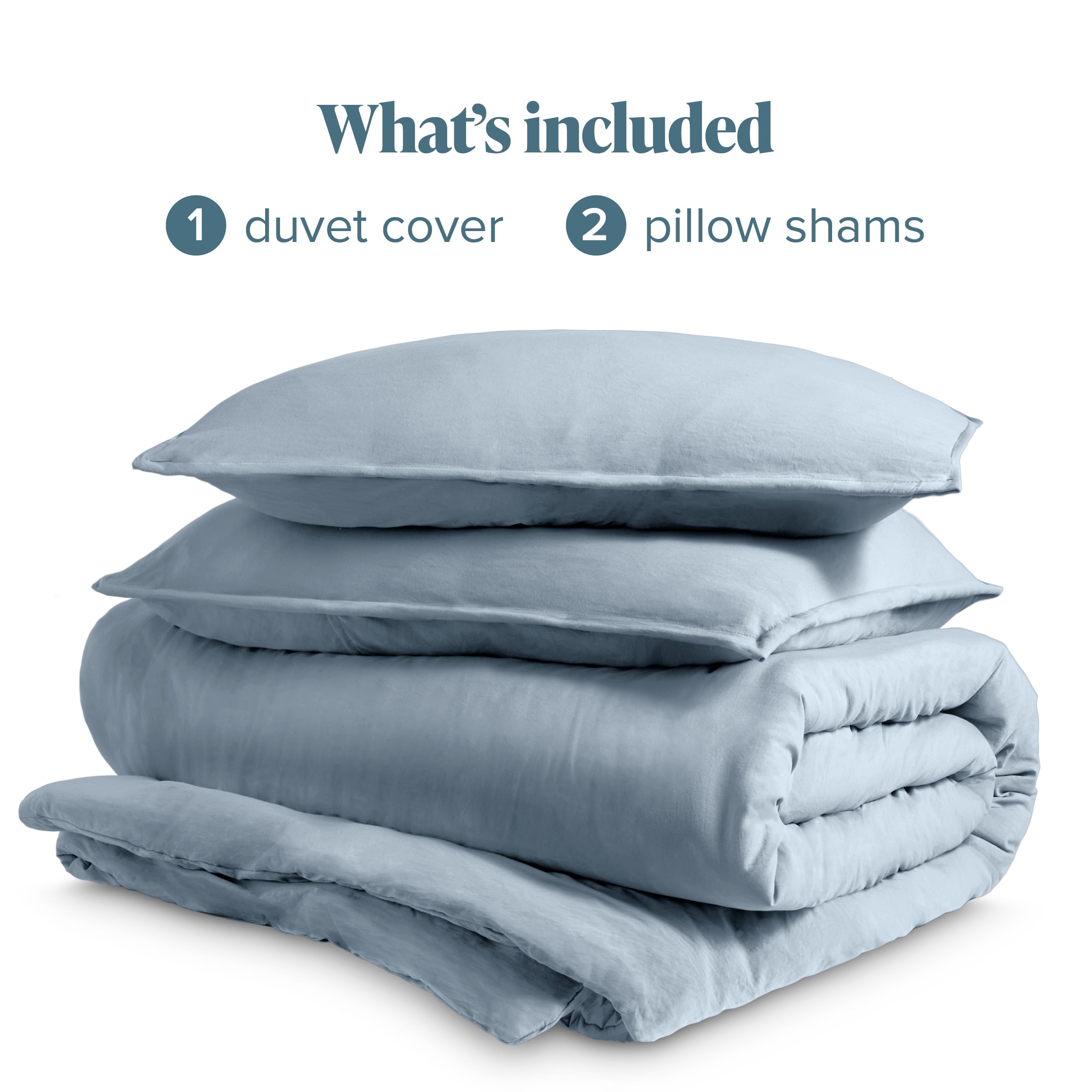 Bare Home Washed Duvet Cover Set - Ultra-Soft - Premium 1800 Collection - 3 Piece - Oversized King, Dusty Blue