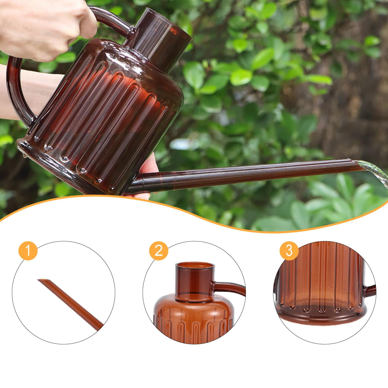 colaxi Garden Water Can Watering Can 1L Small Portable Handle Modern Gardening Tool Watering Pot for Yard Bonsai Patio Indoor Plants Brown