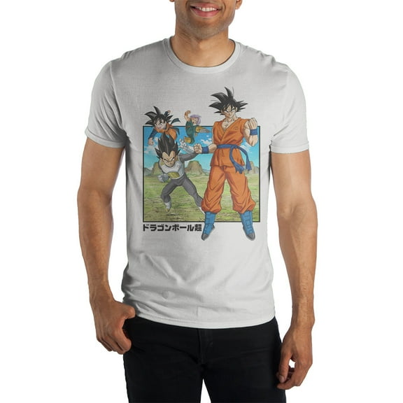 Dragon Ball Super Goku, Goten, Trunks and Vegeta Kanji Text Short-Sleeve T-Shirt -Medium