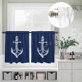 thumbnail image 5 of Kitchen Window Curtains Valance and Tier Set, Nautical Anchor on Dark Blue Rod Pocket Tier Curtain Valance Set, Coastal Marine Light Filtering Cafe Curtains for Bedroom Living Room, 5 of 9