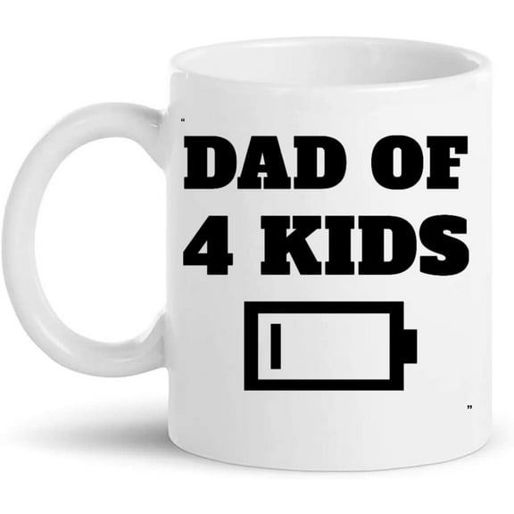 Dad Mug - Tired Dad 4 Kids Father Four Children for Men Gift 11Oz Coffee Cup T-Shirt