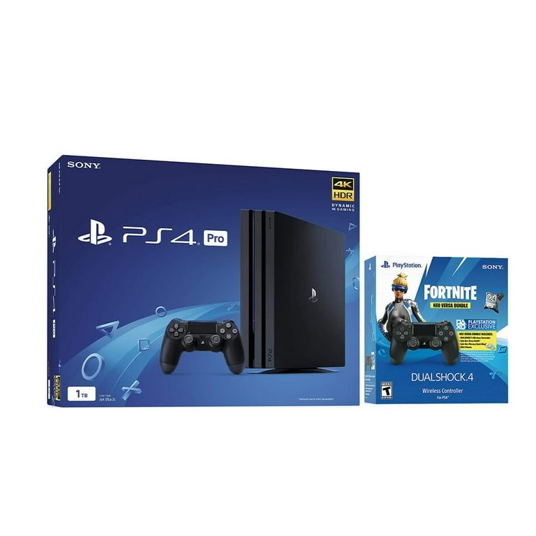 Kent skræmmende løber tør PlayStation 4 Pro 1TB Jet Black 4K HDR Gaming Console With an Extra Fortnite  Neo Versa DualShock 4 Wireless Controller Bundle - Walmart.com