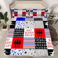 thumbnail image 2 of Homewish Modern Ballet Lover Twin Sheet Sets, Red Blue Plaid Buffalo Twin Fitted Sheet, Cartoon Stars Line Flat Sheet, 3pcs, 2 of 7