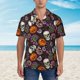 thumbnail image 2 of Fotbe Halloween With Skull Camisa Hawaiana para Hombre Unisex – Camisa Casual de Verano con Botones de Manga Corta de Algodón y Lino,Medium, 2 of 7