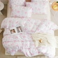 thumbnail image 3 of Pink Bow Duvet Cover Girls Pink Floral Duvet Cover Set Romantic Princess Style Bowknot Bedding Set Ultra Soft Reversible Garden Flower Bedding Twin Size, 3 of 5