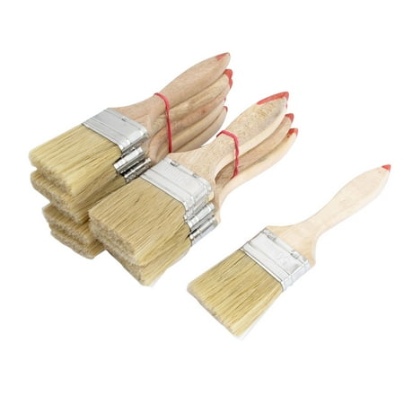 - Painter Wood Handle Nylon Hair Paint Painting Brushes 10pcs 2 Width Beige