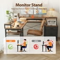 thumbnail image 3 of 66.93 Inch L-Shaped Desk with Storage Drawers, Gaming Desk with Power Outlet & LED Light Strip, Corner Computer Desk with Shelves for Home Office Workstations, Rustic Brown, 3 of 10