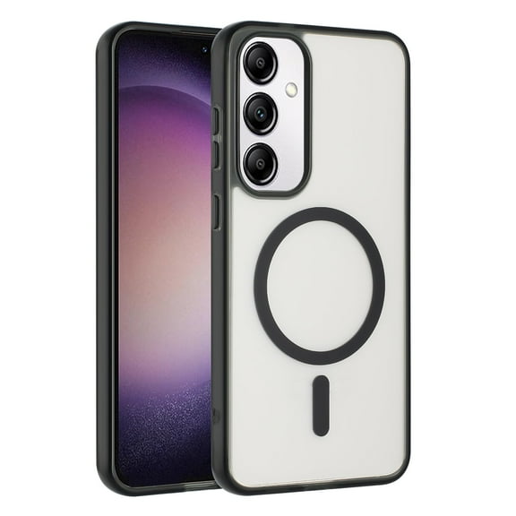 For Samsung Galaxy S24 / SM-S921 Hard Crystal Back Transparent Edge Camera Protection Magnetic Car Mount Holder Magsafe Wireless Charging Shockproof Hybrid Case Cover Black