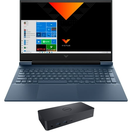 HP Victus 16z Gaming & Entertainment Laptop (AMD Ryzen 5 5600H 6-Core, 16.1" 60Hz Full HD (1920x1080), NVIDIA RTX 3050 Ti, 64GB RAM, 2x8TB PCIe SSD (16TB), Backlit KB, Win 11 Home) with D6000 Dock