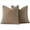 thumbnail image 6 of Decorative Linen Euro Sham Pillow Covers 24x24 Khaki Boho Farmhouse Neutral Winter Couch Throw Pillows for Bed Pack of 2 Accent Modern Pillowcase Sofa Livingroom Home Decor, 6 of 6
