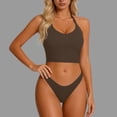 thumbnail image 7 of yoeyez Ladies Ribbed Strap Sleeveless Shirts Racerback Tight Slim Fitted Halter Tops Sporty Workout Tank Tops for Womens Brown,S, 7 of 7
