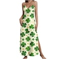 thumbnail image 2 of PNTUTB St. Patrick's Day Women's Fashion Print Casual Loose V Neck Sleeveless Split Hem Comfort Strapless Maxi Dress, 2 of 6