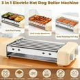 thumbnail image 3 of Electric Hot Dog Roller 3 in 1 Indoor Grills Portable with Non-stick & Smokeless Removable Grill & BBQ Griddle Plate, Stainless Sausage Grill Cooker Machine Fits 9 Sausage for Family Party, 3 of 8