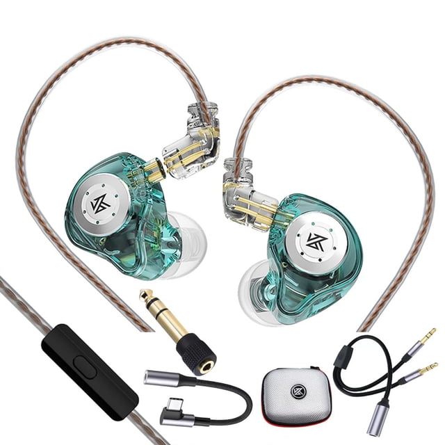 Zengli KZ EDX Pro - Auriculares con Monitor Dentro del oído KZ IEM Dual DD HiFi estéreo Sonido Etapa con Cable cancelación de Ruido (Azul con micrófonos Tod