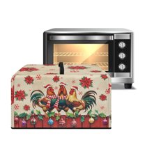 TSOVTHRID Air Fryer Toaster Oven Dust Cover, Protective Countertop Microwave Oven Cover for Home Indoor Christmas Decor, Christmas Rooster Chicken Poinsettia Print, 18.25"W x 14.5"D x 11"H, S