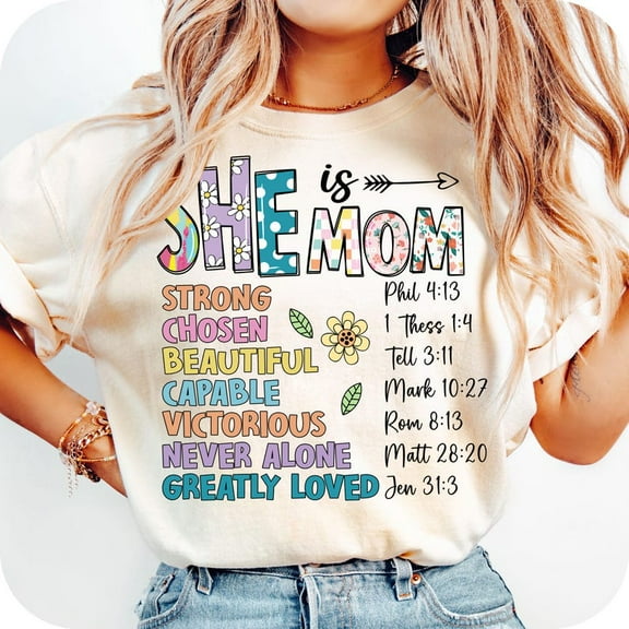 She is Mom T-shirt, Flower Mom Shirt, Blessed Mom Gift, Mom Life Shirt, Retro Mama Quotes for Mother's Day