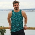 thumbnail image 6 of Balery teal sparkling Pattern Men's Workout Tank Top Gym Muscle Tee Fitness Bodybuilding Sleeveless T Shirt Quick Dry Fit Muscle Tank Top Slim-Fit Tank-Small, 6 of 7