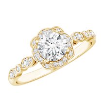 Rosec Jewels Lab Created Diamond Engagement Ring with Halo - Designer Ring - EF-VS Quality, 18K Yellow Gold, US 7.00