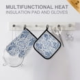thumbnail image 3 of 2 PCS Oven Baking Gloves Set Heat Resistant Oven Mitt & Pot Holder Set Cooking Mitts Kitchen Home Supplies Vintage Watercolor Floral Pattern, 3 of 5