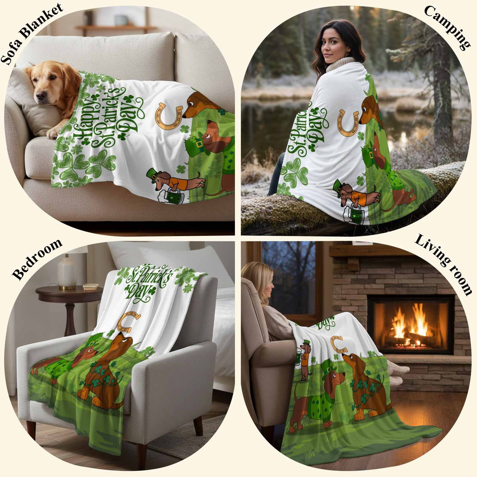 St. Patrick's Day Blanket Soft Cozy Warm Throw Blanket for Couch, Plush Fuzzy Flannel Fleece Blankets for Sofa, Green Lucky Clovers Dog Bed Blankets Lightweight Gifts for Women, 30"x40"