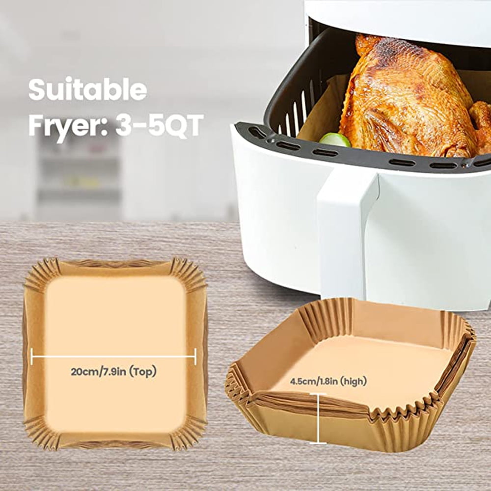 300PCS Disposable Air Fryer Paper Liners, Square, Baking Paper for Air Fryer,  Waterproof, Oilproof, Non-Stick, Parchment Paper for Baking Grilling  Microwave 