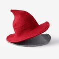 thumbnail image 3 of Funie Shaman Hat Solid Color Steeple Unisex Wide Brim Foldable Knitted Witch Cap for Halloween, 3 of 8