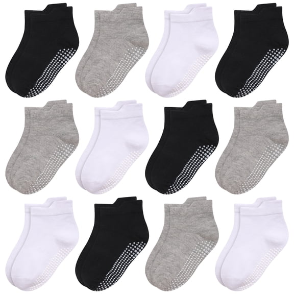 ELUTONG Non Slip Toddler Socks with Grip 12 Pairs Baby Boys Ankle Socks for Kids Children 6 Months-7 Years Old