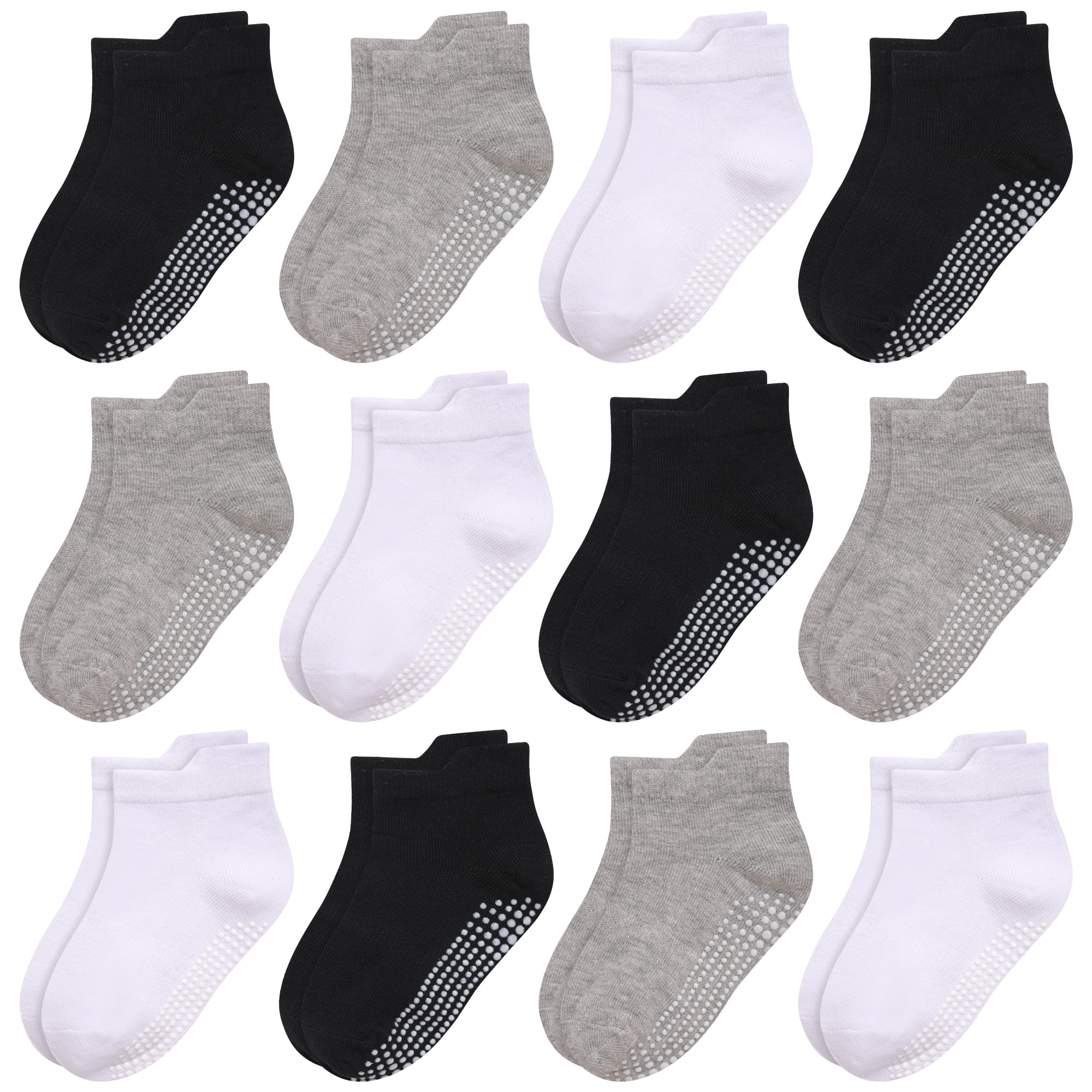 ELUTONG Non Slip Toddler Socks with Grip 12 Pairs Baby Boys Ankle Socks for Kids Children 6 Months-7 Years Old