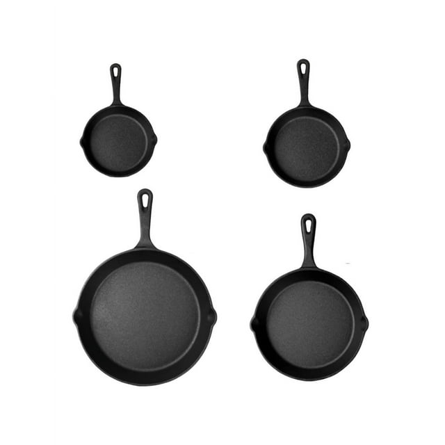 Sarten Hierro Fundido Xtellar Antiadherente Juego De 4piezas Color Negro