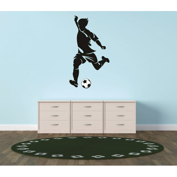 Custom Wall Decal : Soccer Player Kick Ball Boy Girl Teen Kids 12x18"