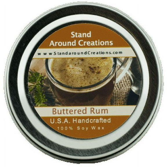 BUTTERED RUM TIN 4-OZ. ALL NATURAL SOY CANDLE