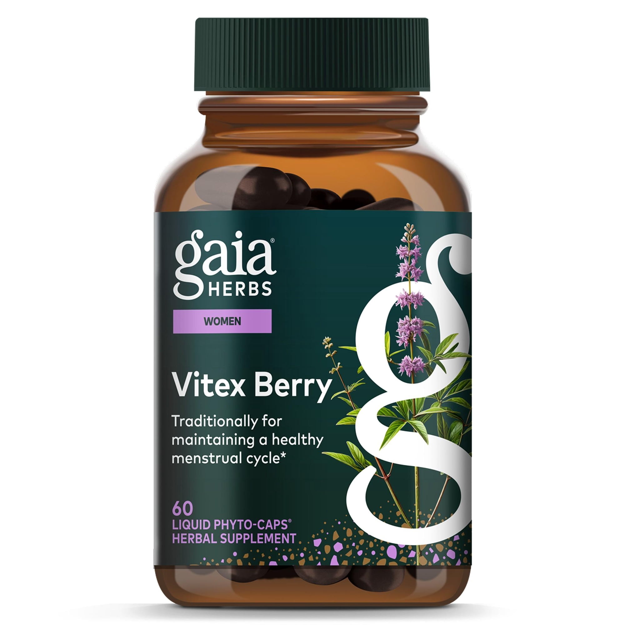 Gaia Herbs Vitex Berry - 1000 mg Organic Chaste Tree - Traditionally Used to Support Hormone Balance for Women & a Healthy Menstrual Cycle* - 60 Vegan Liquid Phyto-Caps (30 Servings)