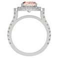 thumbnail image 3 of Cushion Cut Pink Morganite Double Halo Diamond Rings 18K White Gold 3.0 CT TW (G,VS1), 3 of 5