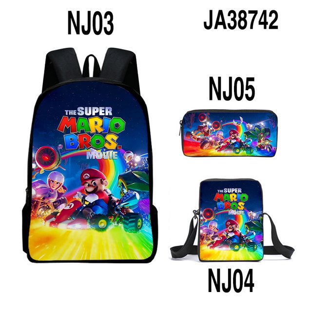 Especial por tiempo limitado Anime Mario Bros Niños Mochila + Mensajero Bolsa + Funda De Lápiz 3 Piezas Conjunto De Gran Capacidad 3D De La Escuela Casual Bolso De Hombro Estuche Super Mario Bross Mon