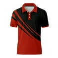 thumbnail image 3 of Mens Tshirts Golf Color Block Comfortable Casual Short Sleeve Polo Shirts Soft Breathable Fit Button Up Collared Men Shirts Red XXXL, 3 of 7