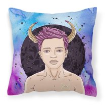 Carolines Treasures BB7318PW1414 Taurus Zodiac Sign Fabric Decorative Pillow 14Hx14W multicolor