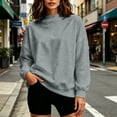 thumbnail image 6 of ClodeEU Women's Mock Neck Drop Shoulder Long Sleeve Sweatshirt,Casual Loose Basic Pullover Top Gray,Women's Plus XXXL, 6 of 9