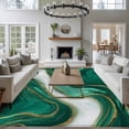 thumbnail image 3 of Teal Marble Large Area Rugs 6x9 ft Modern Abstract Art Green Gold White Marble Waves Washable Rug Non Slip Indoor Carpet Absorbent Floor Mat for Living Room Bedroom Dining Room, 3 of 9