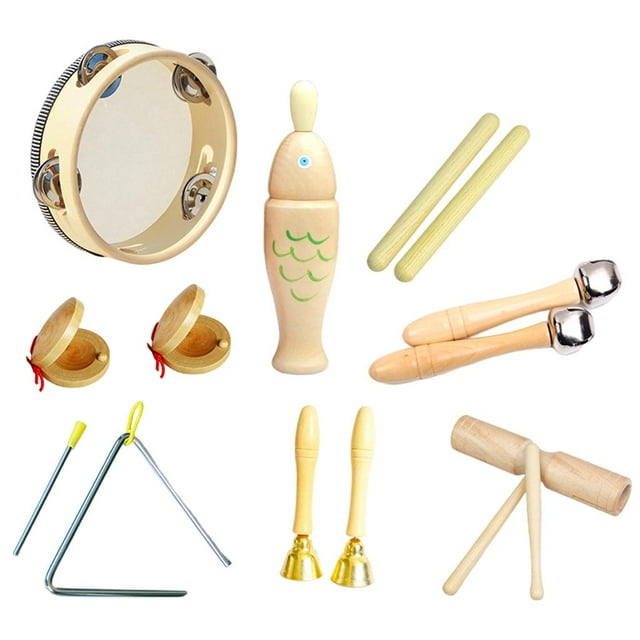 Milaget Ensemble d'Instruments de Percussion Jouets Instrument de Musique avec Sac de Rangement Créatif pour 8 Pcs 0,666 kg