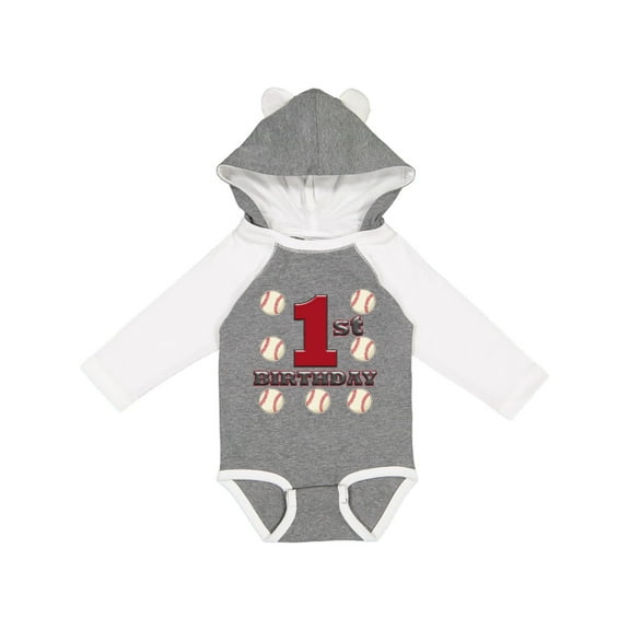 Inktastic First Birthday Baseball Boys Long Sleeve Baby Bodysuit