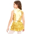 thumbnail image 2 of Manyakai Girls Metallic Gloss Shiny Sequins Disco Dance Sleeveless Tassels Top with Tiered Ruffle Gold 8, 2 of 5
